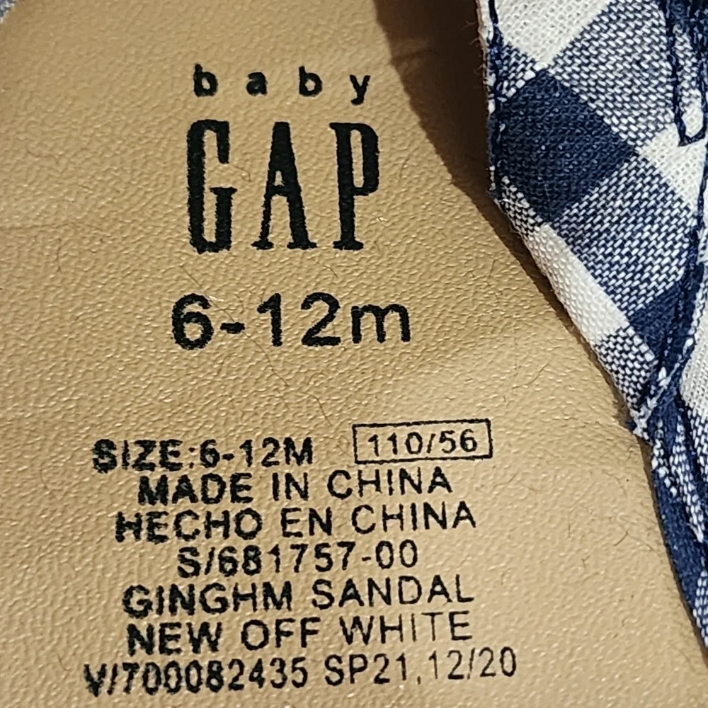 Baby Gap Gingham Navy Blue & White Checkered Kids Sandals Size 3 (6-12 Mo) NWT